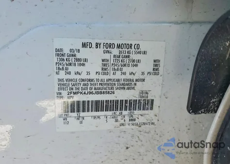 2018 Ford Edge Sel из США, поврежденный, VIN 2FMPK4J96JBB85826